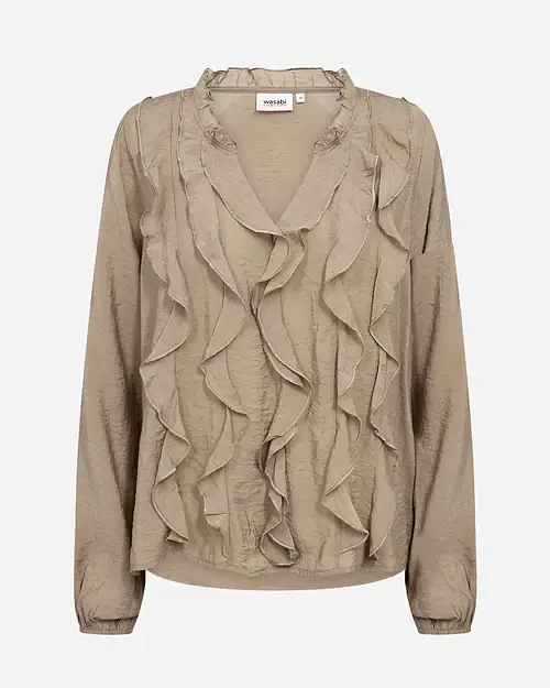 Wasabi Judit 1 bluse mørk sand LG:72 BM: 42:120 44:125 46/48:130 50/52:140 54/56:150 Vejl. 399,95