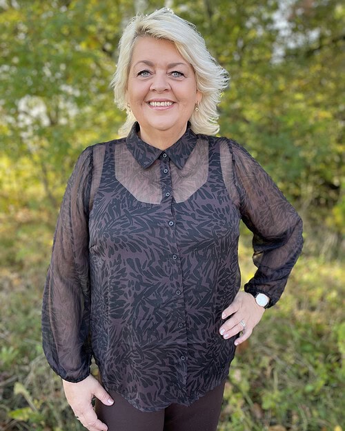 Only Star Peninna Skjorte M/Mønster Chocolate Plum-Mørke Brun/Sort BM: 46:125 48:130 50:135 52:140 54:145 LG:75 Vejl. 299,95
