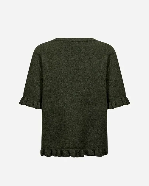 Wasabi Chanin 5 Strik Pullover M/Flæser Mørke Grøn Melange BM: 42:120 44:125 46/48:130 50/52:135 LG:70 Vejl. 499,95 - Billede 2