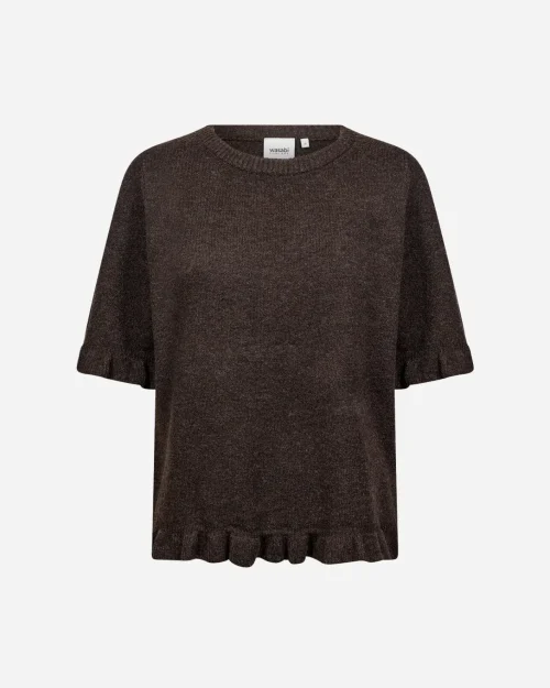 Wasabi Chanin 5 Strik Pullover M/Flæser Brun Melange BM: 42:120 44:125 46/48:130 50/52:135 LG:70 Vejl. 499,95