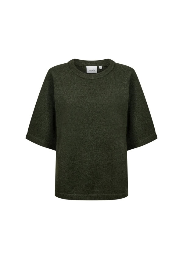 Wasabi Chanin 1 Kortærmet Strik Pullover Mørk Grøn BM: 42:120 44:125 46/48:130 50/52:140 54/56:150 LG:75 Vejl. 349,95