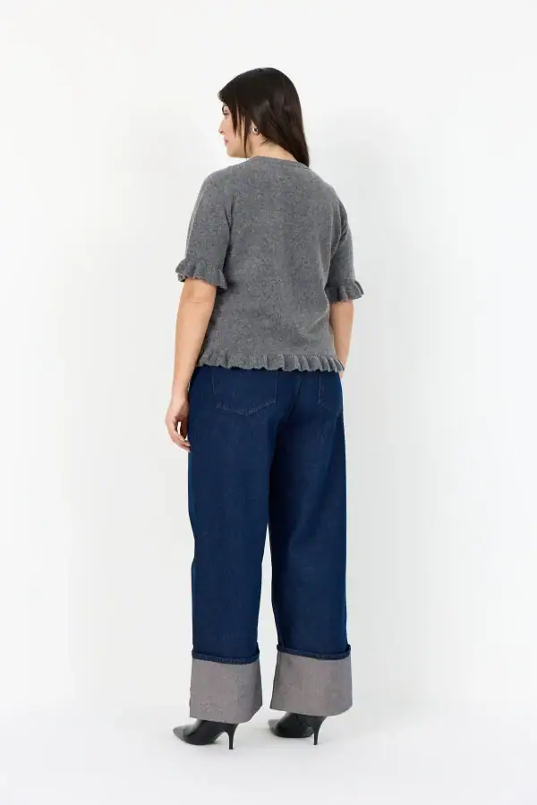 Wasabi Chanin 5 Strik Pullover M/Flæser Mørke Grå Melange BM: 42:120 44:125 46/48:130 50/52:135 LG:70 Vejl. 499,95 - Billede 3