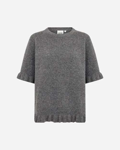 Wasabi Chanin 5 Strik Pullover M/Flæser Mørke Grå Melange BM: 42:120 44:125 46/48:130 50/52:135 LG:70 Vejl. 499,95